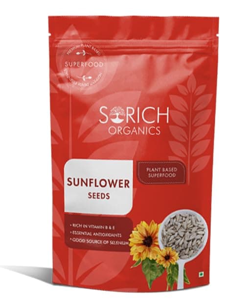 Sorich Organics Raw Hulled Sunflower for Eating | Unroasted Sunflower Seeds Kernel | High Protein, High Fiber, Vitamin E Rich Healthy Snack | 400 gm