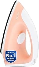 Philips GC097/50 750-Watt Dry Iron (World no. 1 Ironing Brand), Light & Easy to Use, Powerful 750 Watt Heat up with a comforable wide grip, Black Non Stick Soleplate (Peach)