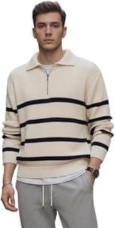 Pivl Men's Winter Round Neck Striped Sweater