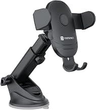 Portronics Clamp M2 Adjustable Car Mobile Phone Holder Stand for Dashboard & Windshield, 360° Rotational, Strong Suction Cup, Compatible with 4 to 6 inch Devices(Black)