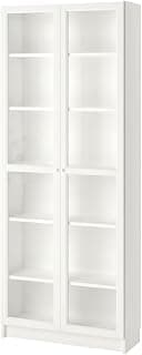 MARIAS KOMMERCE Billy/OXBERG Bookcase with Glass Doors, Black Oak Effect, 80x30x202 cm (31 1/2x11 3/4x79 1/2 ") (White)