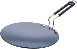 Vinod Black Pearl Hard Anodised Tawa 25 cm | 4.25 mm Thick Flat Roti/Chapati/Dosa pan | Metal Spoon Friendly Tava | Long Lasting, Riveted Sturdy Handle | Ideal for Paratha, Chilla, Omelette