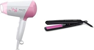 PHILIPS Dryer (HP8120/00) & Straightener (HP8302) Combo, 1200 Watts, Pink