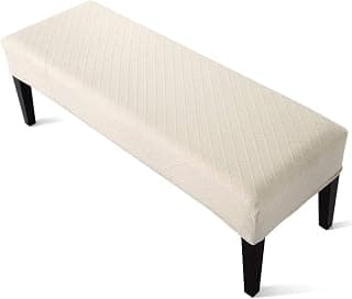 Street27® High Stretch Jacquard Dining Bench Cover Elastic Chair Covers - Anti-Dust Removable Bench Slipcover Washable Bench Seat Protector Cushion Cover for Living Room, Bedroom, (Beige)