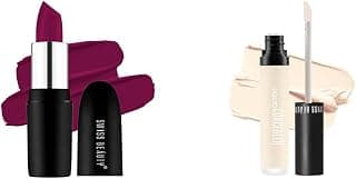 SWISS BEAUTY Pure Matte Creamy Lipstick Shade- Berry, 3.8gm| Liquid Light Weight Concealer With Full Coverage |Easily Blendable Concealer For Face Makeup With Matte Finish | Shade- Porcelain, 6g