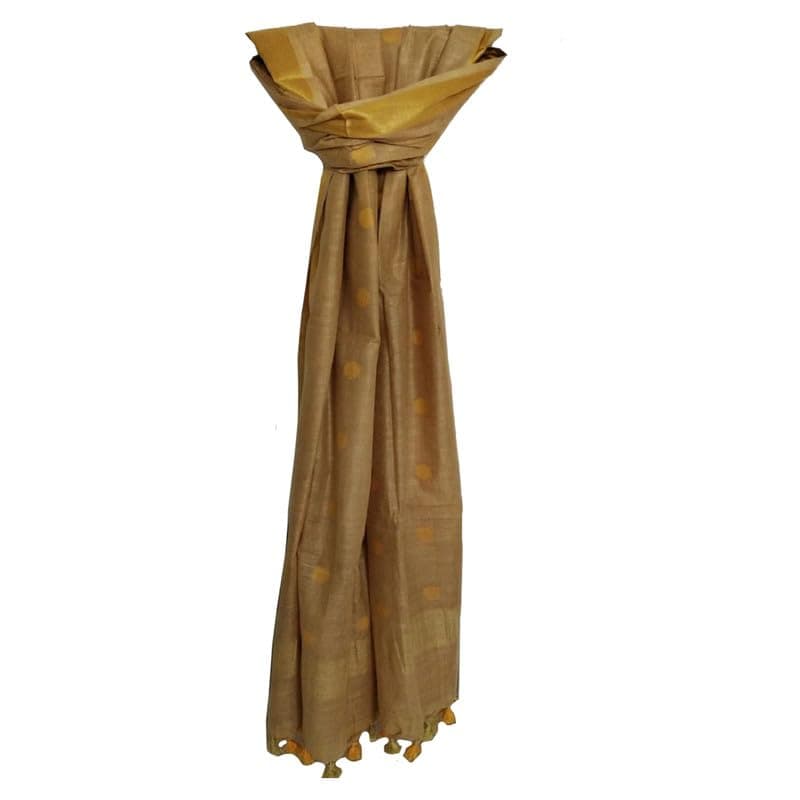 Heyam | Women’s Bhagalpuri Handloom Cotton Linen Zari Crafted Boota Dupatta