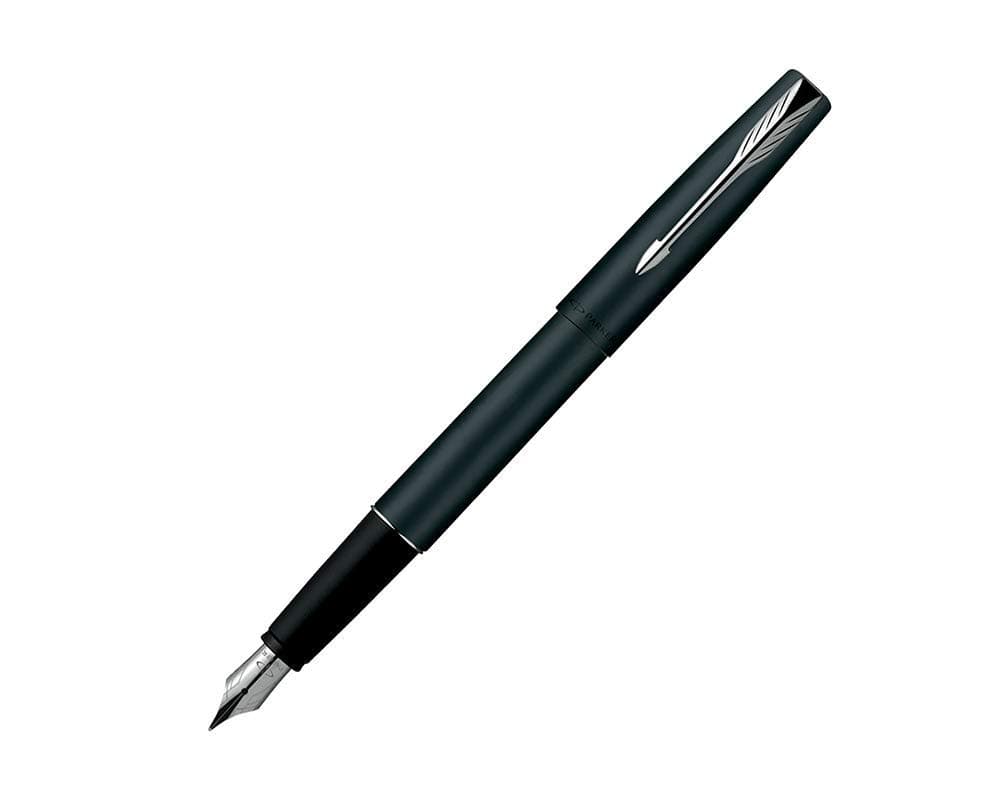 Parker Frontier Matte Black CT Fountain Pen, Chrome color, 1 Count (Pack of 1) (9000020641)
