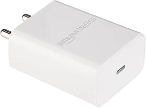 Amazon Basics 25W Compact Wall Charger | Type-C Fast Charging Adapter for Samsung, Xiaomi Phones and iPhone (White, Without Cable)