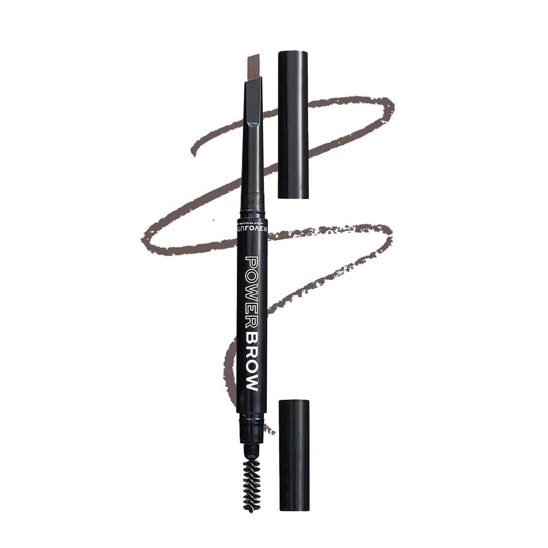 Revolution Relove Power Brow Pencil Dark Brown | Precision Brow Pencil with Spoolie | Fill, Shape & Define Naturally | Smooth Long-Stay Formula | Perfect for Dark Hair Tones | Vegan