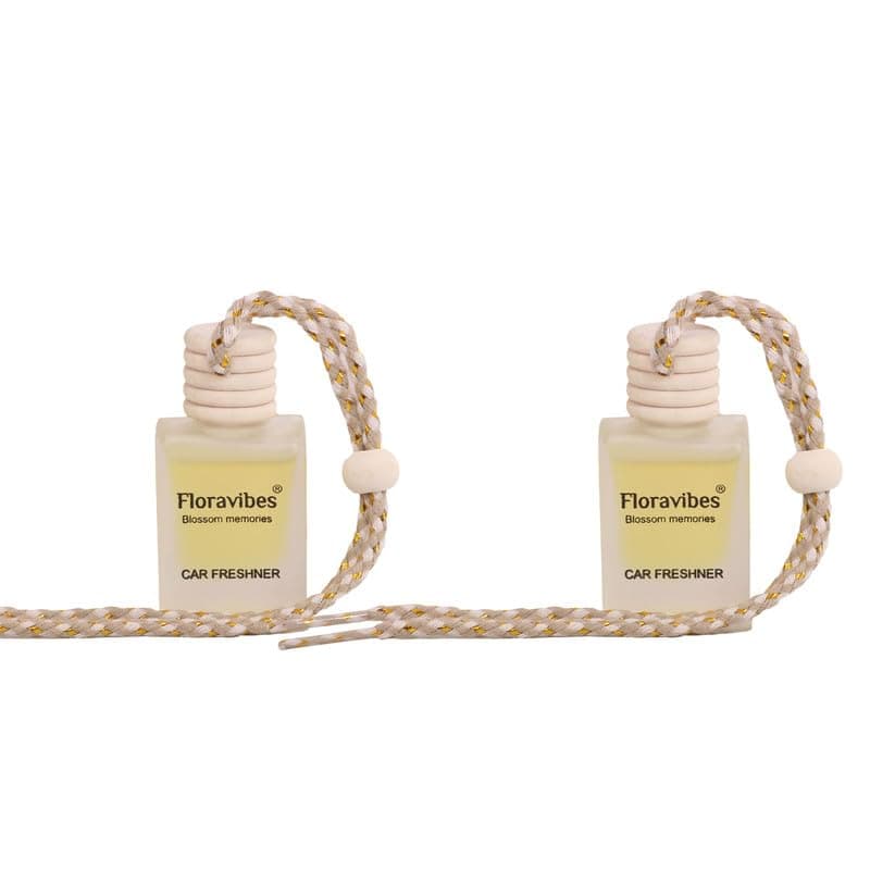 Floravibes Active Fresh Car Air Freshener | Long Lasting Fragrance with Natural Essential Oils | Hanging Glass Bottle Car Perfume & Aroma Diffuser for Vehicle, SUV and Home, 10 ml Each (Pack of 2)