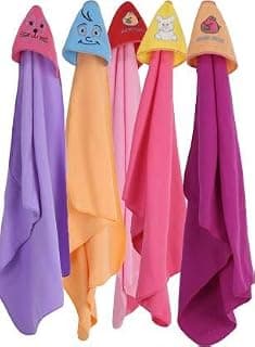 First Trend Cartoon Crib Hooded Baby Blanket (Polyester, Magenta, Peach, Purple, BabyPink, Pink)