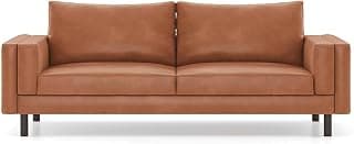 Urban Ladder Nolan 3 Seater Leatherette Sofa in Tan Colour