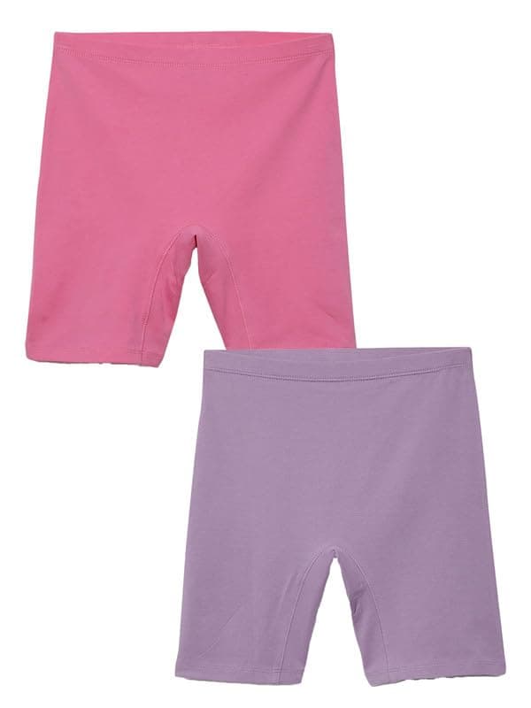 mackly Girls Inner Shorts (Pack of 2) | 2-in-1 Seamless Panty Shorts with Gusset | Soft Breathable Base Layer for Dresses, Skirts
