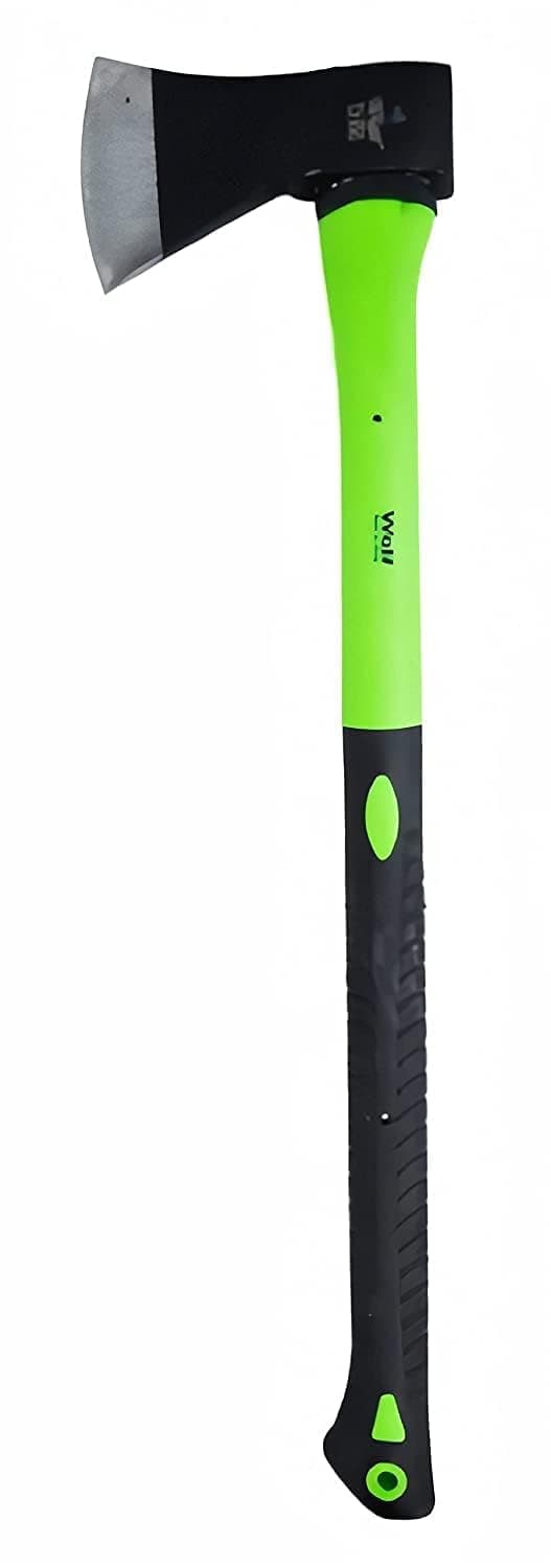 WULF 1250g Premium Heavy Duty Hand Axe with Fiberglass Body & Rubberized Long Handle | Sharp Forged Steel Blade for Wood Cutting, Camping & Gardening | Durable Safety Hatchet Tool (1250 gm)