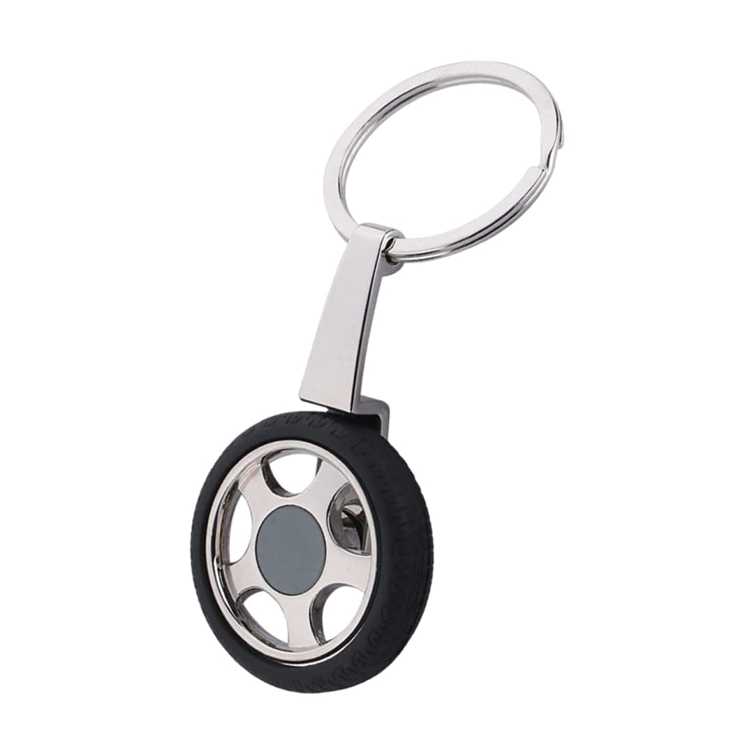 Giftana Tyre Keychain for Car, Key Chain Key Ring, Car Keychain, Keyring with Spinning Tyre Car Accessories Silver Metal Key chain Gift, Tyre Key Ring Key chains for Bike, Birthday Gifts (Pack of 1)