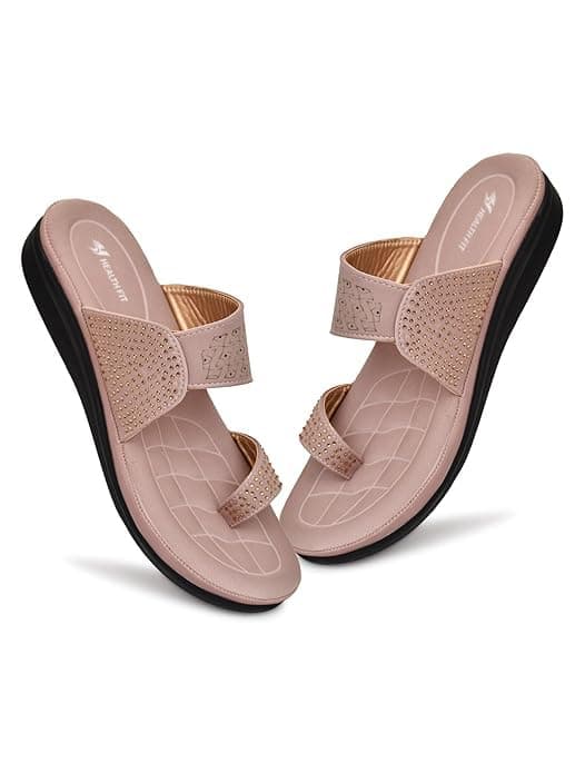 HEALTH FIT EXTRA SOFT Women's Comfortable Memory Foam Doctor Slippers/Flip-Flops|Fashionable Casual & Stylish|Lightweight & Breathable|Outdoor Synthetic Casual Chappals Sandals Ladies & Girls HF24