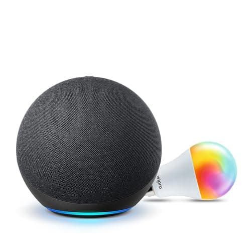 Amazon Echo (4th Gen, Black) Smart Home speaker combo with Wipro Simple Setup 9W LED Smart Bulb | with Bluetooth and Alexa