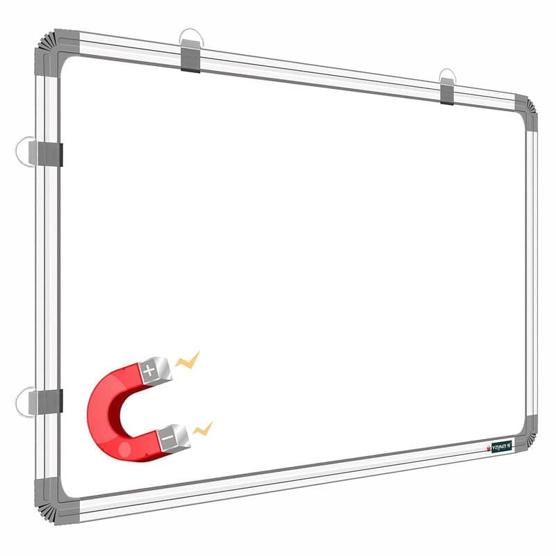 YAJNAS 4x3 Feet Ceramic Steel (Magnetic) White Board for Kids, Home & Kitchen with Heavy-Duty Aluminium Frame, Scratch-Proof & Corrosion-Proof Surface Whiteboard, Size - 4x3 Feet