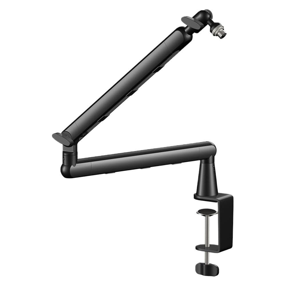Softline Pro Premium Microphone Boom Arm Stand with Riser, Desk Clamp, Grommet Mount, Cable Channels, 3/8" to 5/8" Threads, Heavy Metal Microphone Stand for Podcast, Vocal Recording, Gaming (SP RJ110)