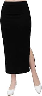 SLF INDIA Women's Solid Pencil Skirt for Women High Waist Slim Fit Stretchable Fabric