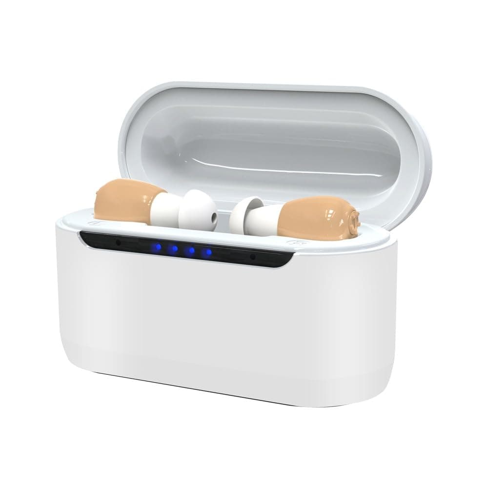 Fastwell 2 UNIT For Both Ear Rechargeable Hearing aid With Magnetic suction charging, Invisible The Smallest Mini hearing In the Canal Hearing Aid (Beige) Pair