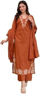 KLOSIA Women Solid Embroidery Kurta and pant set With Dupatta
