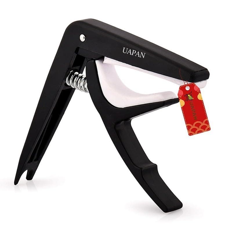 UAPAN Guitar Capo, One-Handed Trigger Design, Metal Quick Change for Acoustic, Electric Guitars and Ukulele, Black (Plastic Capo)