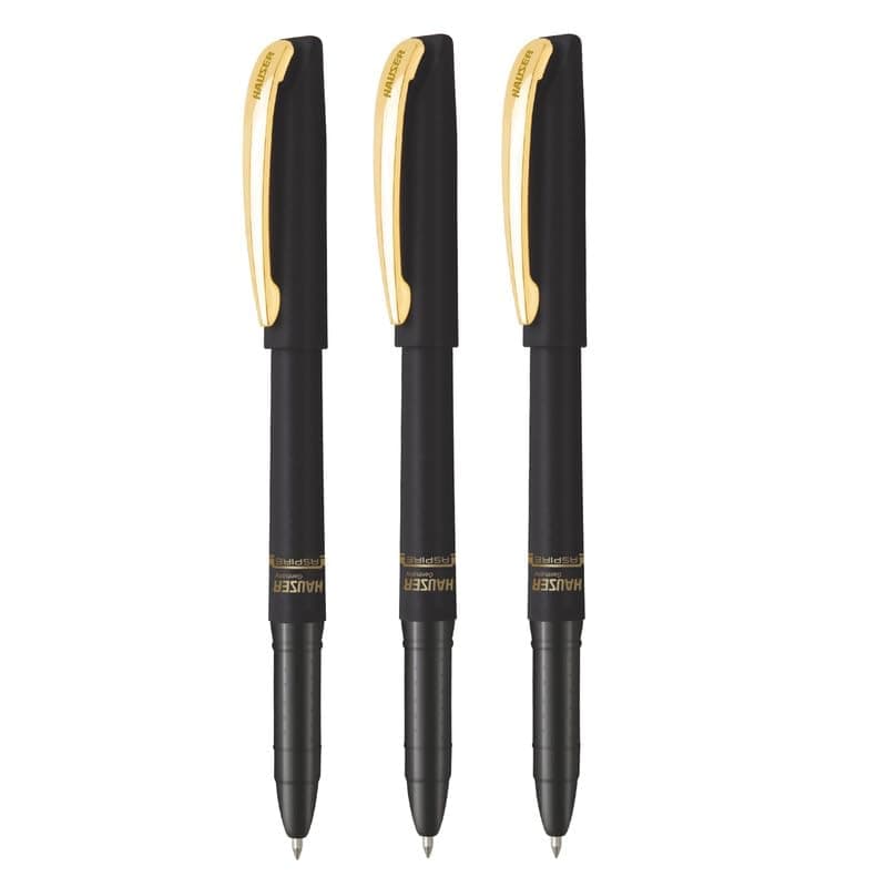 Hauser Aspire Metal Ball Pen Box | Matt Black Body With Copper Trim | Smooth, Sturdy, Refillable Pen | Attractive Look With Smudge Free Writing | Ideal For Gifting | Blue Ink, of 3