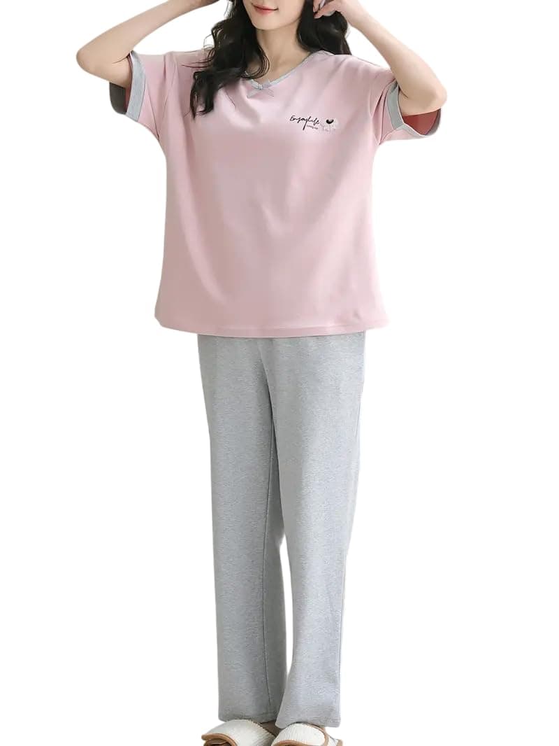Louis Luxe Womens Korean Night Dress || Full Pyjama Set || Korean Nightsuit ||Women Nightwear ||Round Neck Full Sleeve Nightsuit || Loungewear || Everyday Nightdress (ND-12)