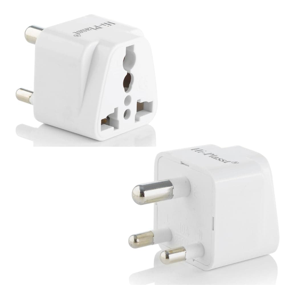 Hi-Plasst UK to India Adapter Plug (Pack of 2) US, Australia, Europe, UAE to India Travel Converter || Universal Socket Power Plug for Indian Outlets || International Plug Adapter for India