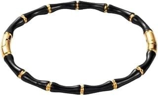 Bamboo Style Gold-Plated Stainless Steel Bracelet for Women | Black & Gold Segmented Design | Anti-Tarnish & Fade-Resistant | Elegant Statement Fancy & Stylish