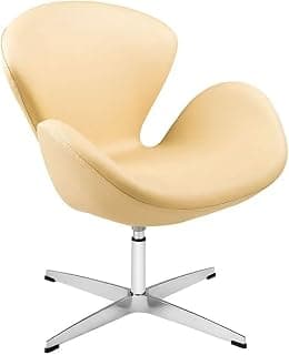 Modern Swivel Lounge Chair with Hydraulic Lift for Home Office Hotel Cafe (Light Beige)