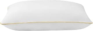 Sleepwell Huggs Classic Soft Fibre-fill Pillow |White| Hand Washable | Polyester Satin Stripes | Sewn Seam | Polyester Conjugate Fibre | Lightweight & Vacuum | Medium Soft | 27 x 17 Inches | Pack of 1