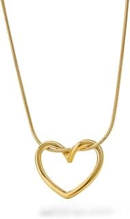 JYARSH 18K Gold Plated Heart Pendant Chain Necklace for Women & Girls | Anti Tarnish Stainless Steel Minimal Love Locket Stylish Everyday Wear Jewellery Valentine, Anniversary Birthday G