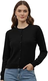 MISDYNAMIC Women Viscose Solid Full Sleeve Cardigan with Buttons