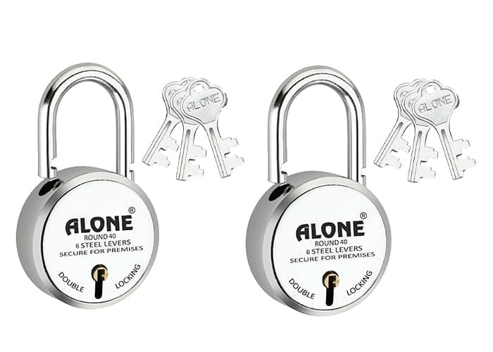 Round Locks 4 Keys Padlock | Double Locking 9 Levers | Lock and Key for Home Door Main Gate Shop Truck Shutter Padlocks | German Technology (Bag Locks 40mm 3 Keys Pack of 2)