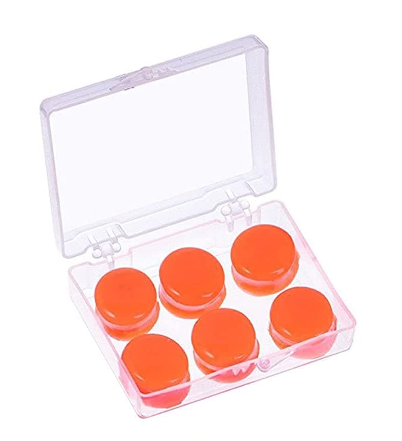 AUGEN Reusable Soft Silicone Earplugs Waterproof Moldable Earplugs Noise Reduction Ear Plugs for Sleeping, Swimming, Travel, Studying, Working, 3 Pairs with Storage Box (Orange)