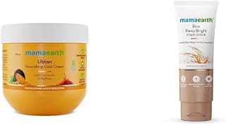 Mamaearth Ubtan Nourishing Cold Cream for Winter with Turmeric Saffron for Glowing Moisturization– 100 g Mamaearth Rice Face Scrub for Glowing Skin, With Rice Water Niacinamide for Glass Skin 100 g