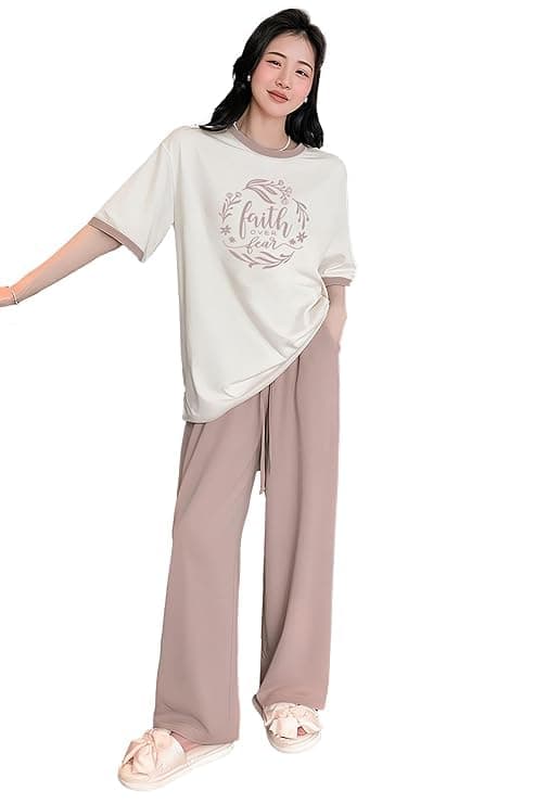 KSHS Printed Round Neck Short Sleeve Nightsuit Set | Pajama Set | Casual Night Dress for Women