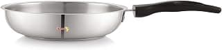 Pigeon Triply Stainless Steel Frypan 24 cm | Steel Pan | Scratch Resistant | Induction & Gas Friendly, Heavy Bottom | Even Heat Distribution|Capsulated Bottom| ISI Certified.