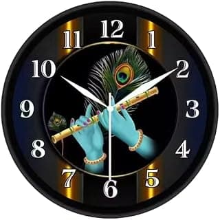 Wall Clock Krishna | Silent Sweep Quartz Clock | Decorative Round Wall Clock for Home, Living Room & Office
