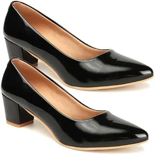 Buy Tale Women’s Black Block Heel Pumps | Comfortable Slip-On Office Wear