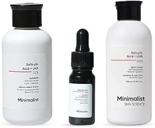 Minimalist Salicylic Acid Complete Acne Care Mini Kit | Face Cleanser + 2% BHA Serum + Salicylic Acid Body Wash | Acne Treatment for Oily Skin, Blackheads & Body
