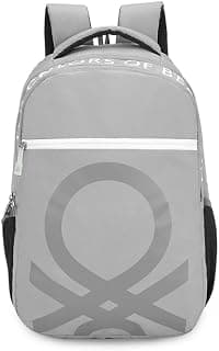 United Colors of Benetton Noble Polyester 23L 4 Compartment Laptop Backpack For Unisex - Grey