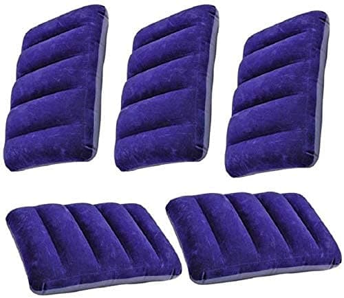Liznoriz Velvet Air Pillow Cushion Sleeping Bag, Blue, | Backpacking Soft Comfortable Air Inflatable Travel Pillow Tourist Pillow (Pack of 5)
