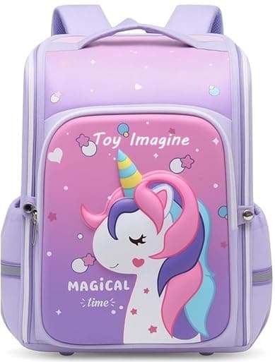 Toy Imagine Kids School Bag for Boys & Girls | 180° Zipper Lightweight Large Capacity School Backpack | 3D Cartoon Design | Comfortable School Bag (Age 7–14 Years)