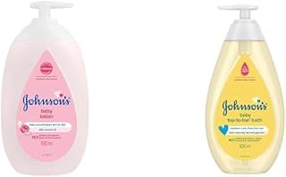 Johnson's Baby Lotion | 100% Natural Plant Oil Based | 24H Moisturized & Soft Skin | 500ml & Top to Toe Baby Bath 500ml