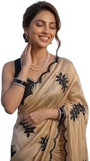 Vragi Self Design Bollywood Silk Saree with Blouse Piece, Chocolate