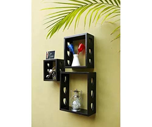 Onlineshoppee Heart Design Wall Shelf (Black)