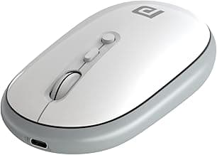 Portronics Toad II Bluetooth Mouse, with Bluetooth 5.0 & 2.4 Ghz Dual Wireless Connectivity, Rechargeable Battery, Adjustable DPI up to 1600 Compatible with Laptop, MacBook, PC (Grey)